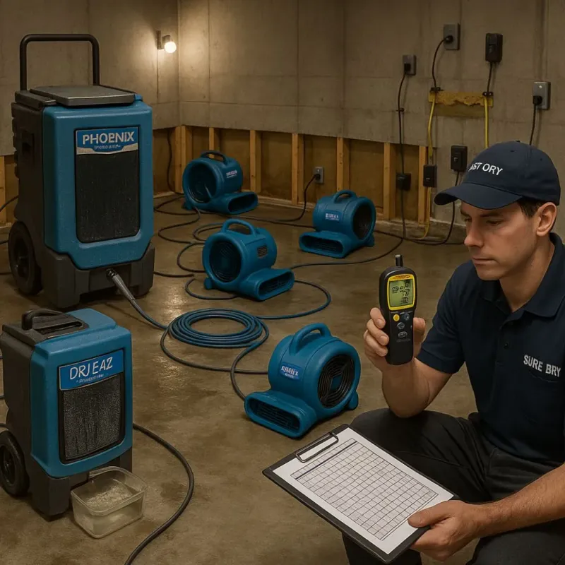 Structural Drying and Dehumidification process in Williamsburg, VA